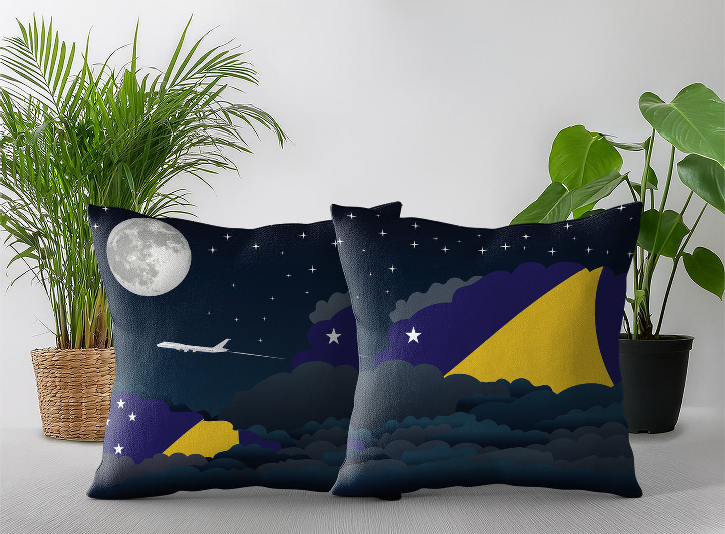 Tokelau Night Clouds Pillow Case and Pillow Throw