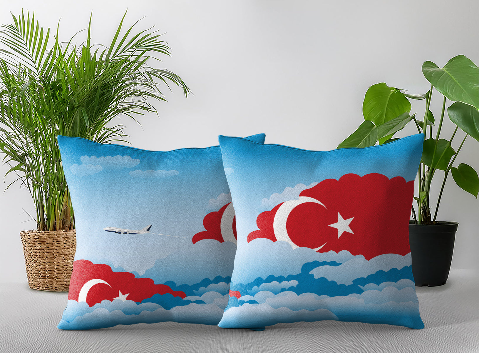 Turkey Day Clouds Pillow Case and Pillow Throw