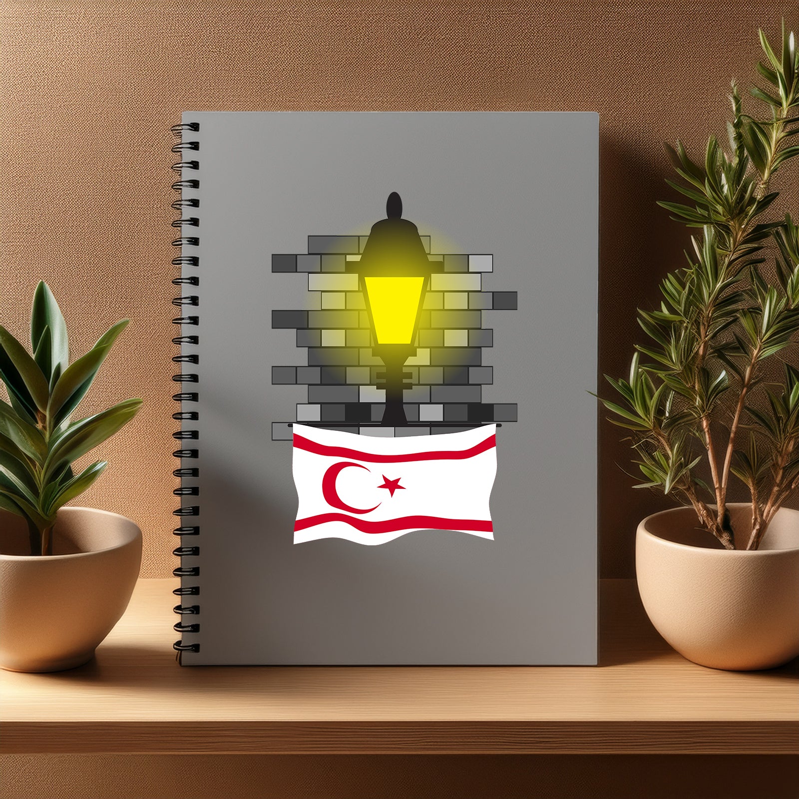 Turkish Republic of Northern Cyprus  Street Lamp Bricks Notebook
