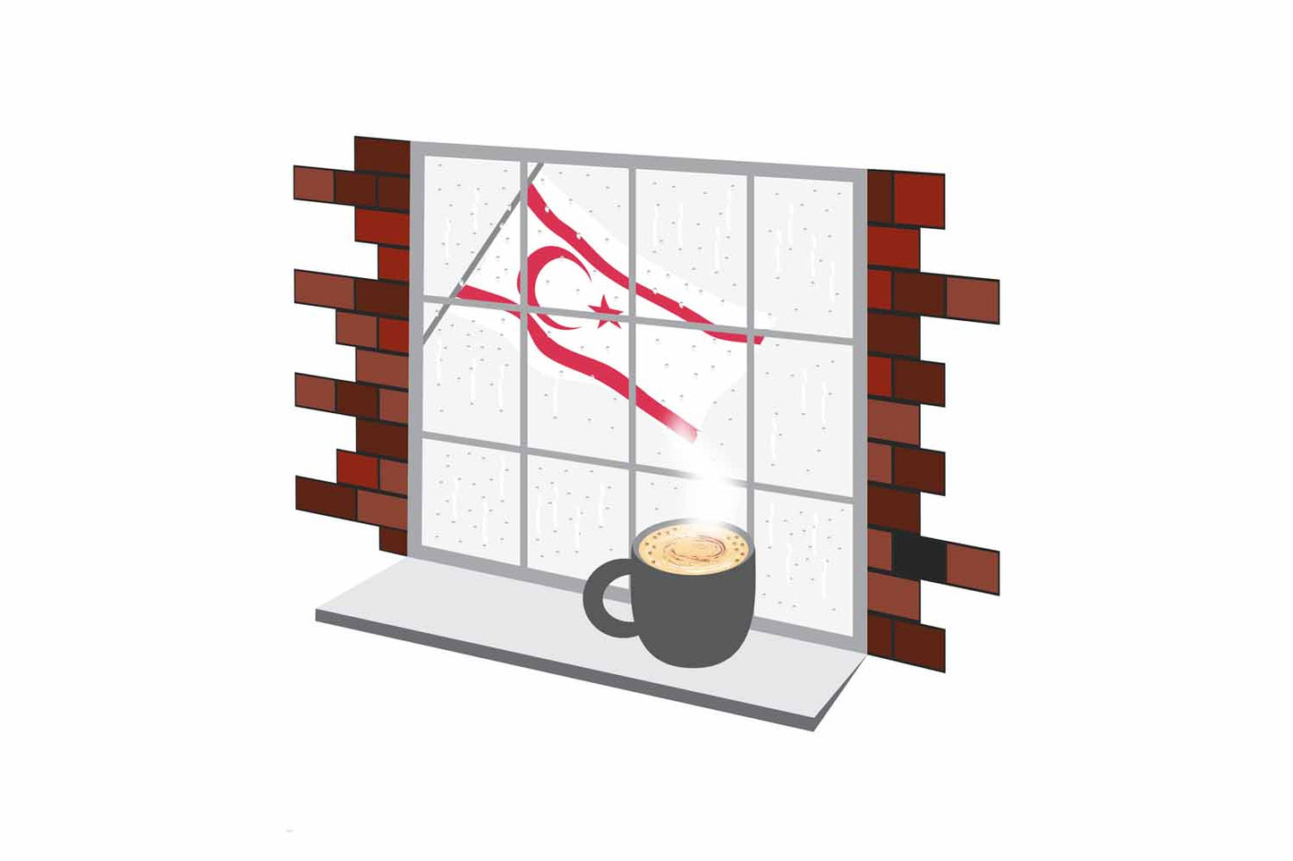 Turkish Republic of Northern Cyprus Coffee Rain Window Sticker