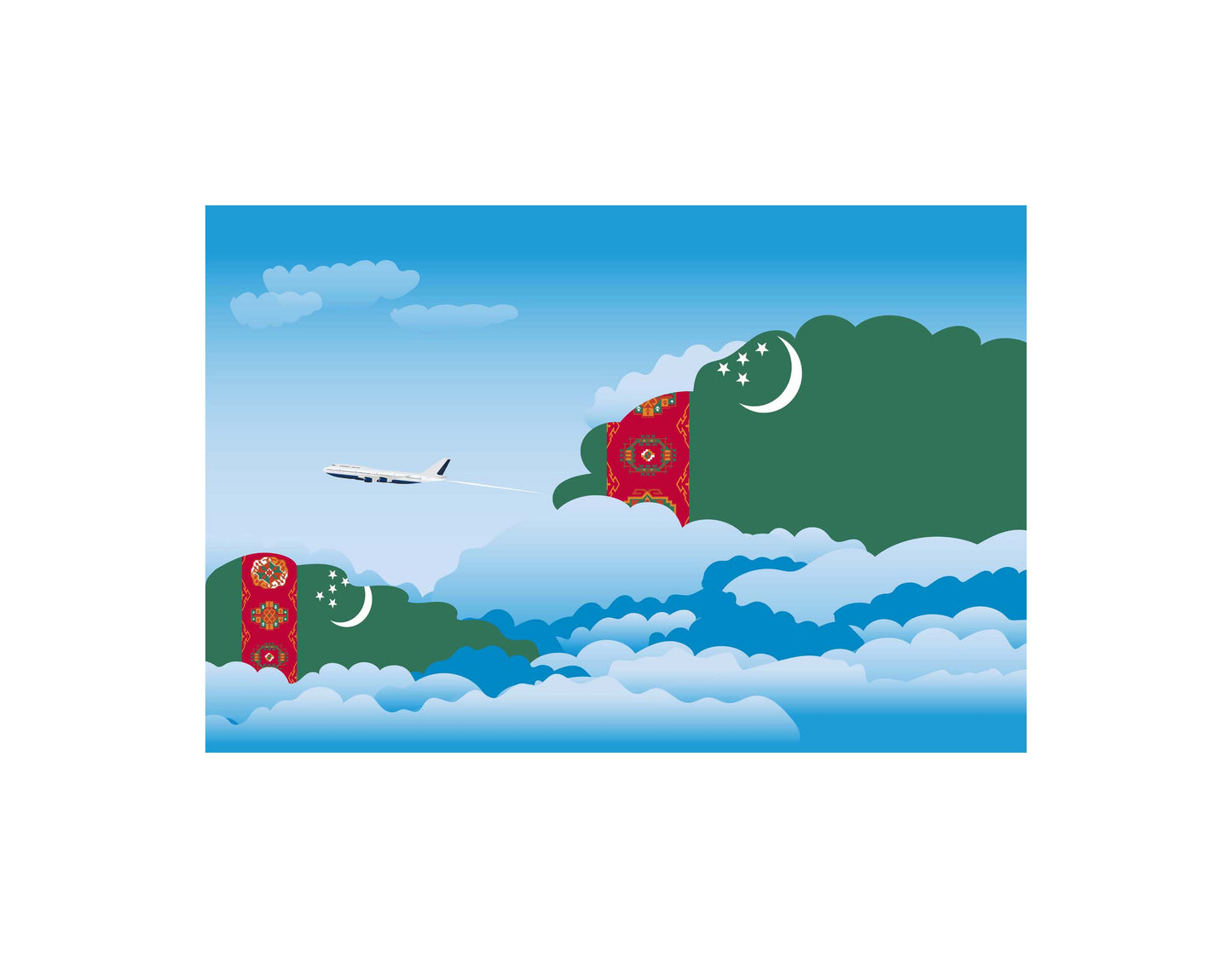 Turkmenistan Day Clouds Blanket Throw