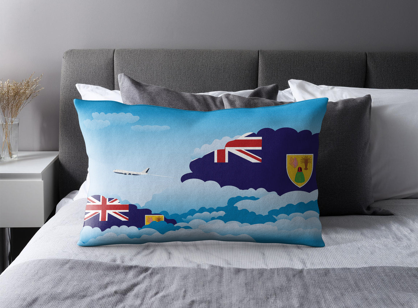 Turks Case and Caicos Islands Day Clouds Pillow Case and Pillow Throw