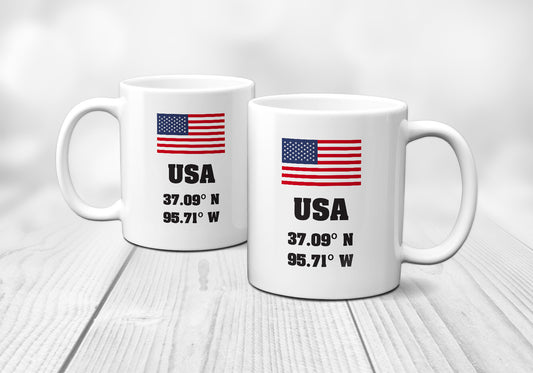 USA Laitutude Longitude Mug