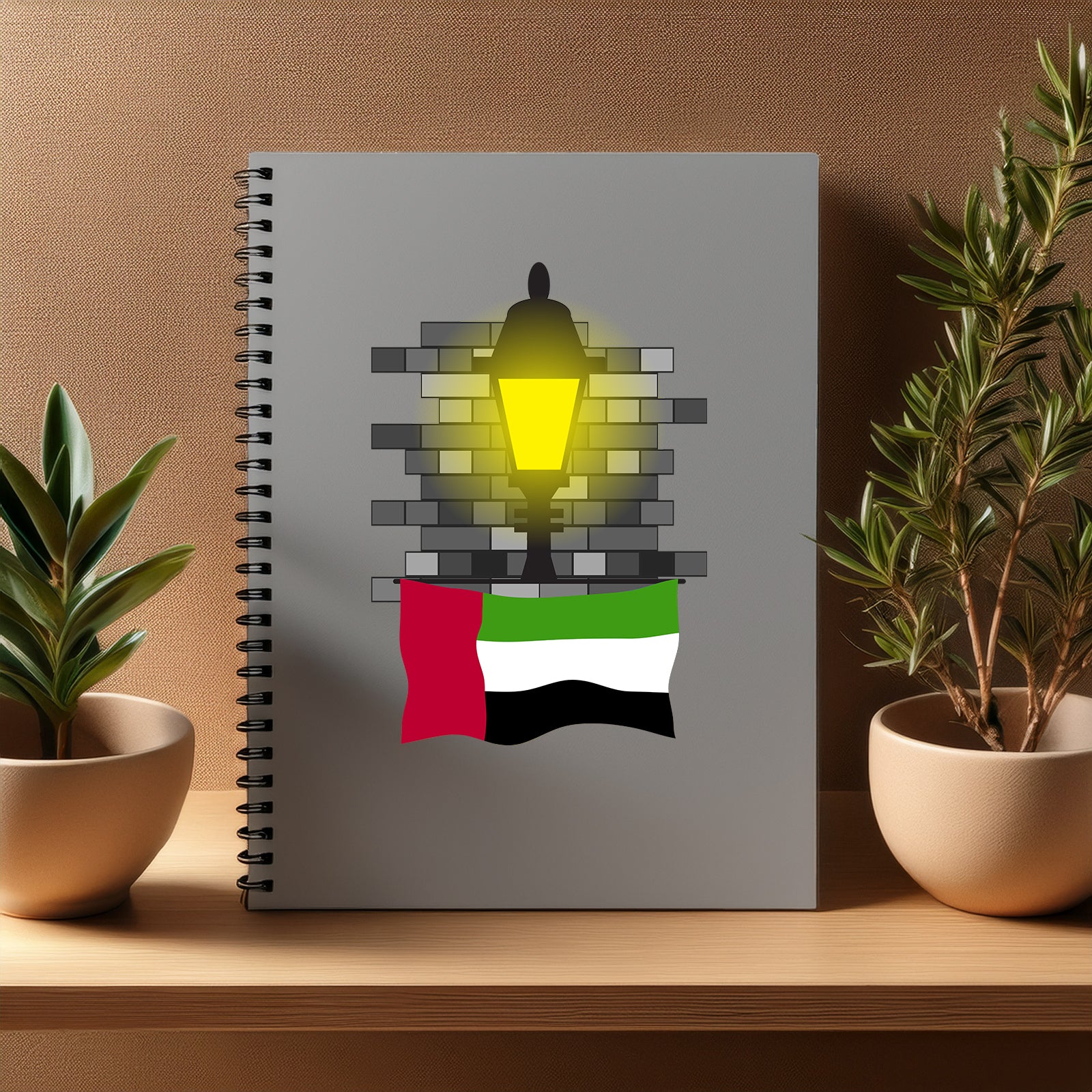 United Arab Emirates  Street Lamp Bricks Notebook