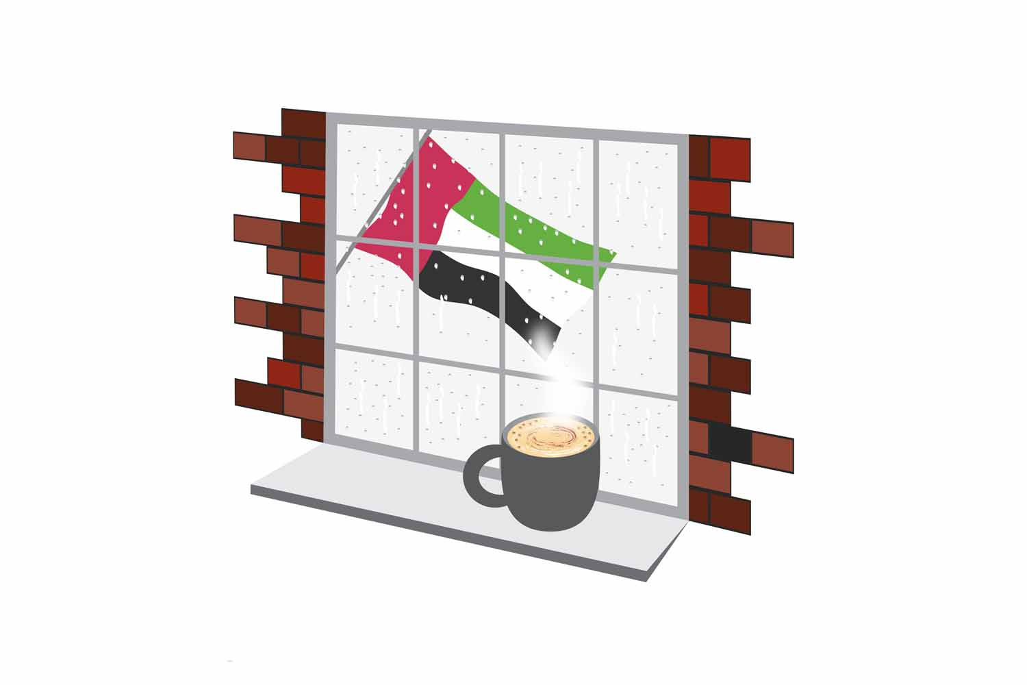 United Arab Emirates Coffee Rain Window Fridge Magnet