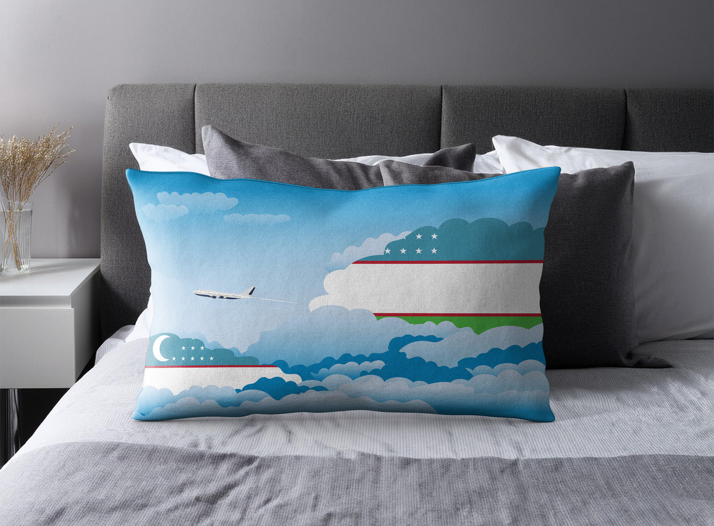 Uzbekistan Day Clouds Pillow Case and Pillow Throw