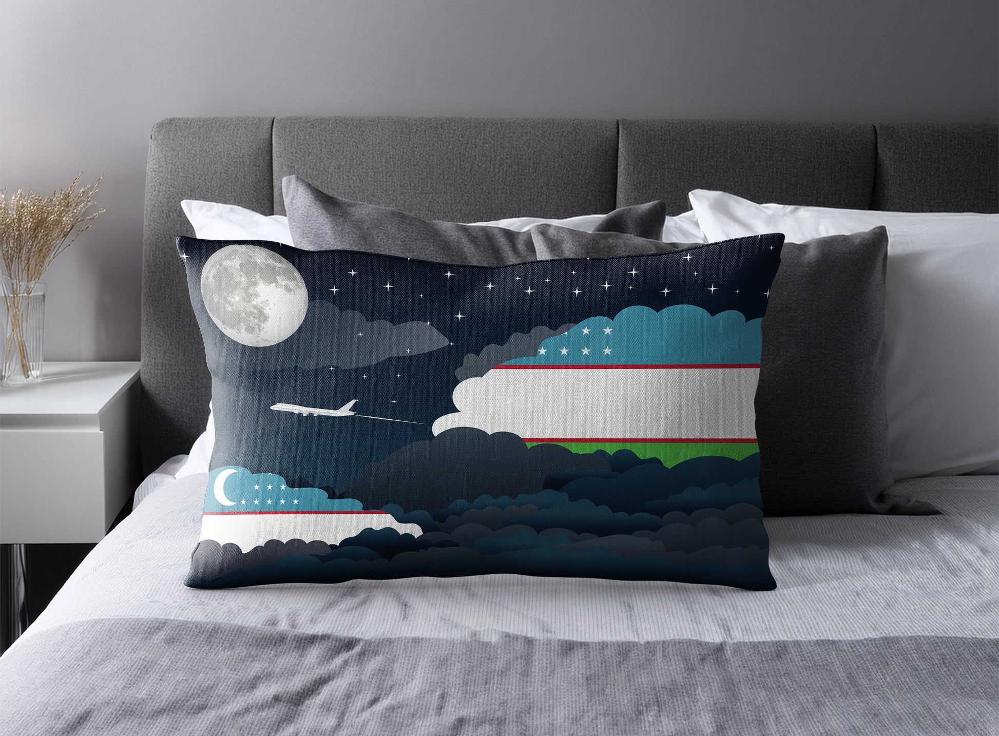 Uzbekistan Night Clouds Pillow Case and Pillow Throw