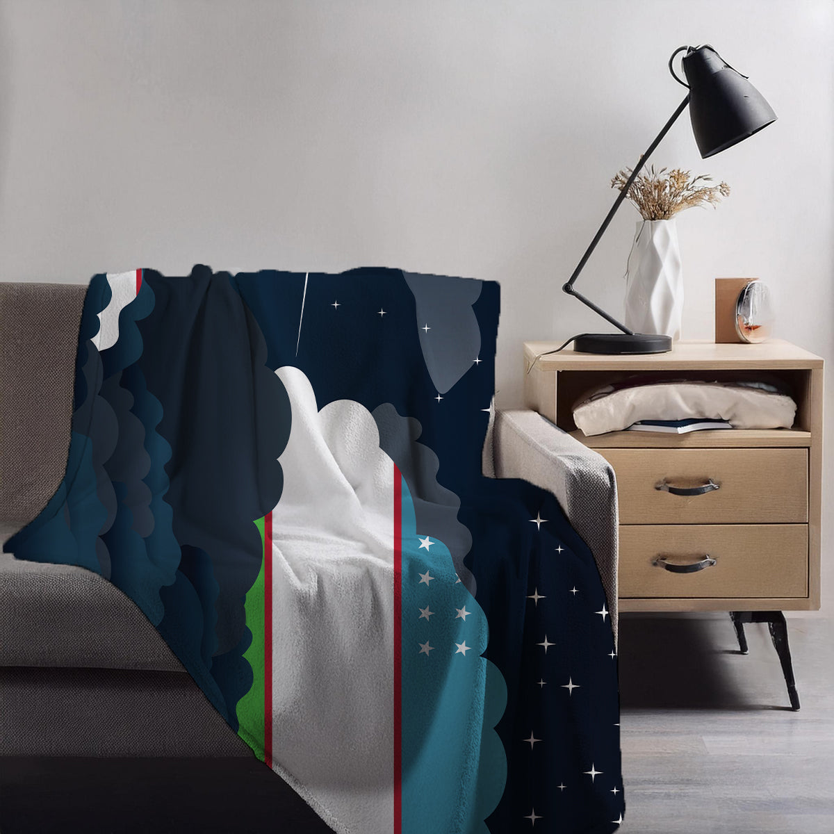 Uzbekistan Night Clouds Blanket Throw