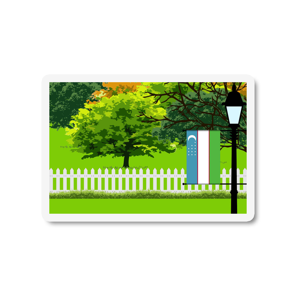 Uzbekistan Trees Street Lamp Fridge Magnet