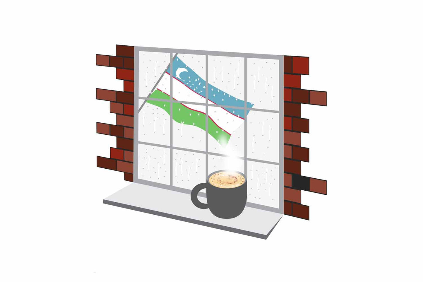 Uzbekistan Coffee Rain Window Fridge Magnet