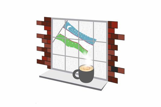 Uzbekistan Coffee Rain Window Fridge Magnet