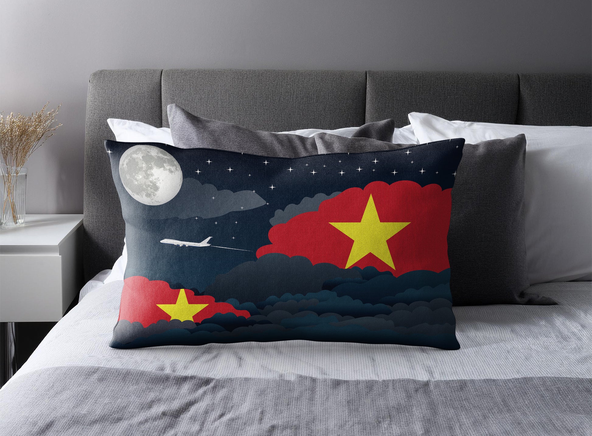 Vietnam Night Clouds Pillow Case and Pillow Throw