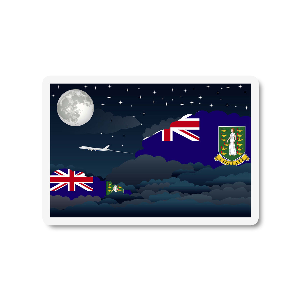 Virgin Islands UK Night Clouds Fridge Magnet