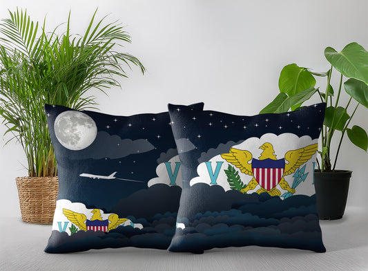 Virgin Islands US Night Clouds Pillow Case and Pillow Throw