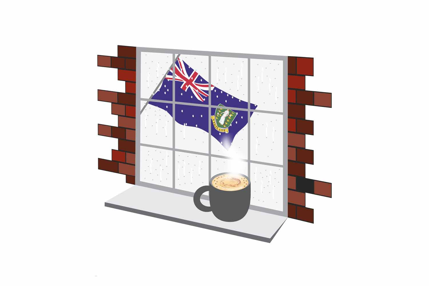 Virgin Islands UK Coffee Rain Window Fridge Magnet