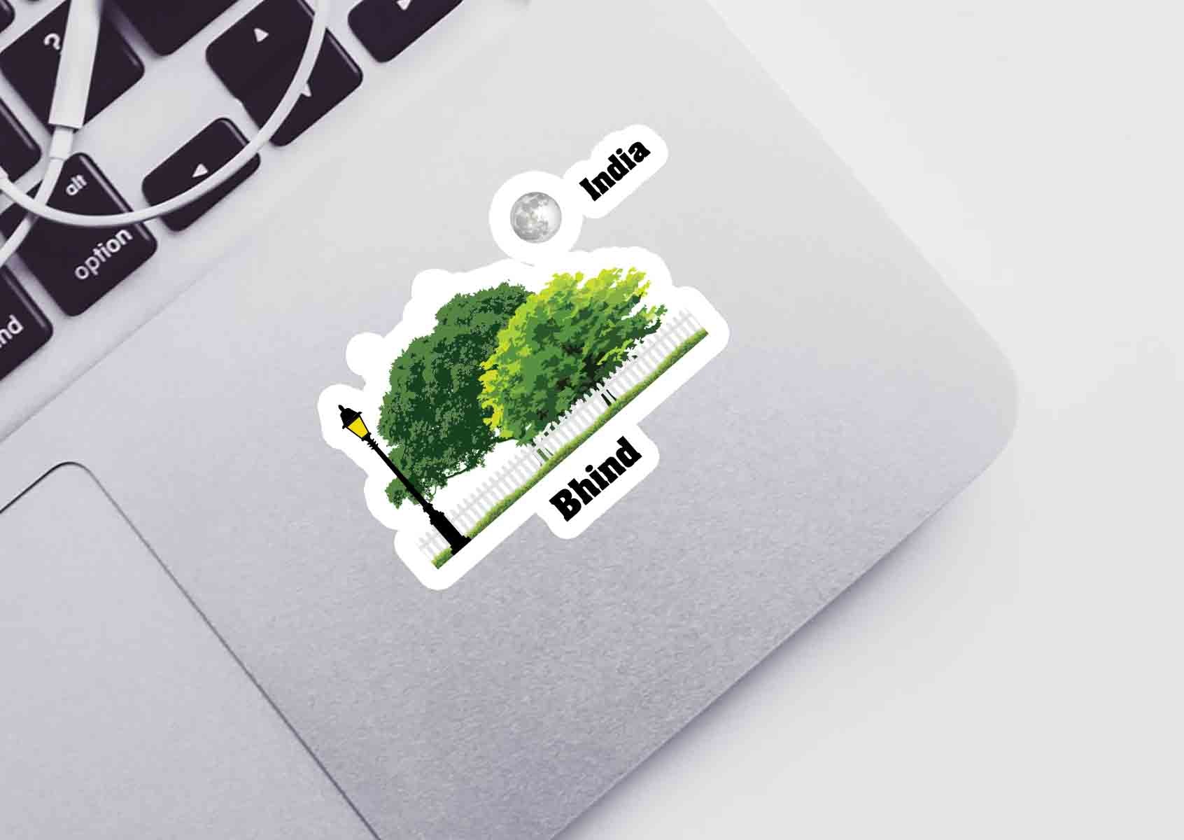 Bhind Home Trees Moon Shape Sticker
