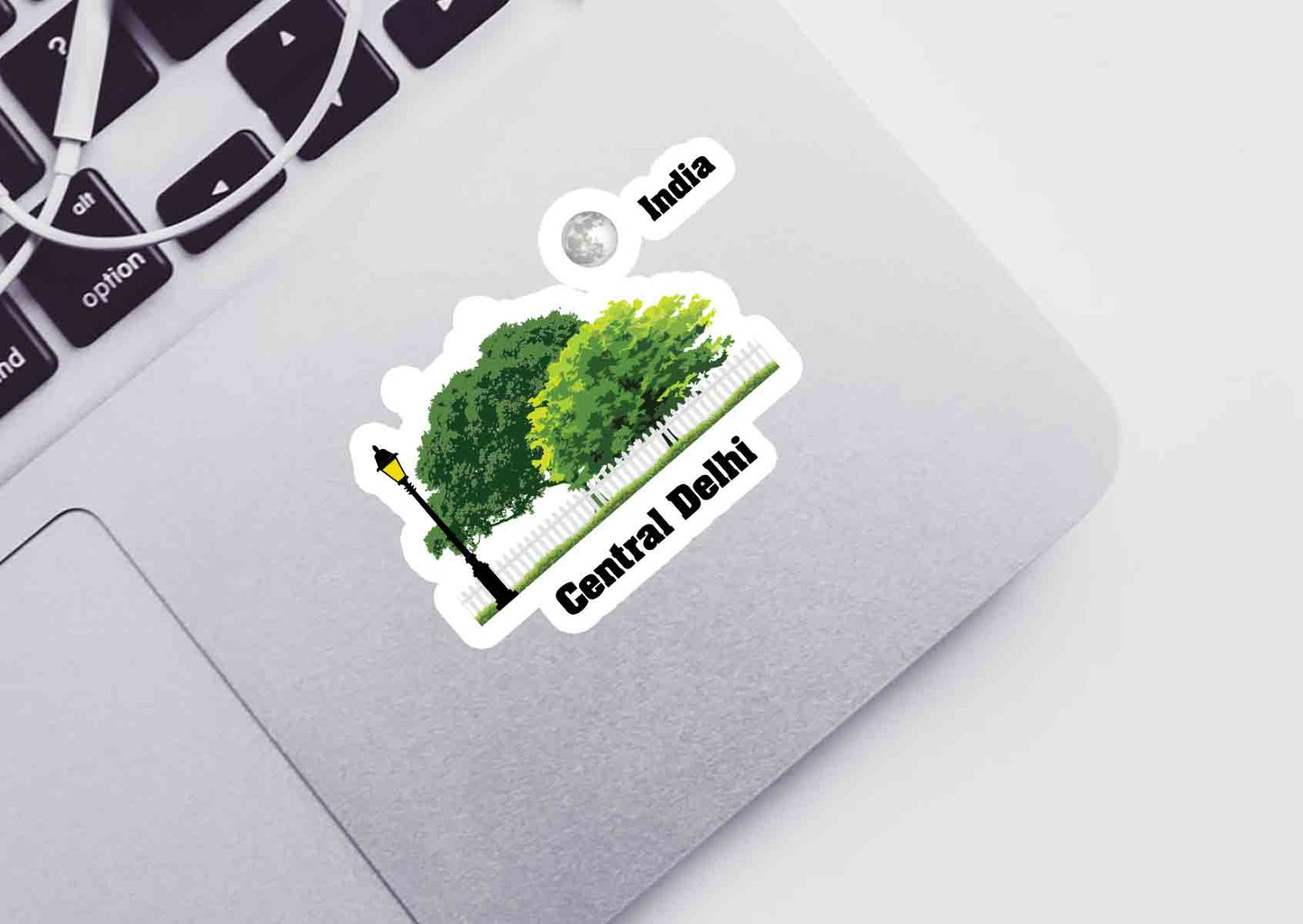 Central Delhi Home Trees Moon Shape Sticker
