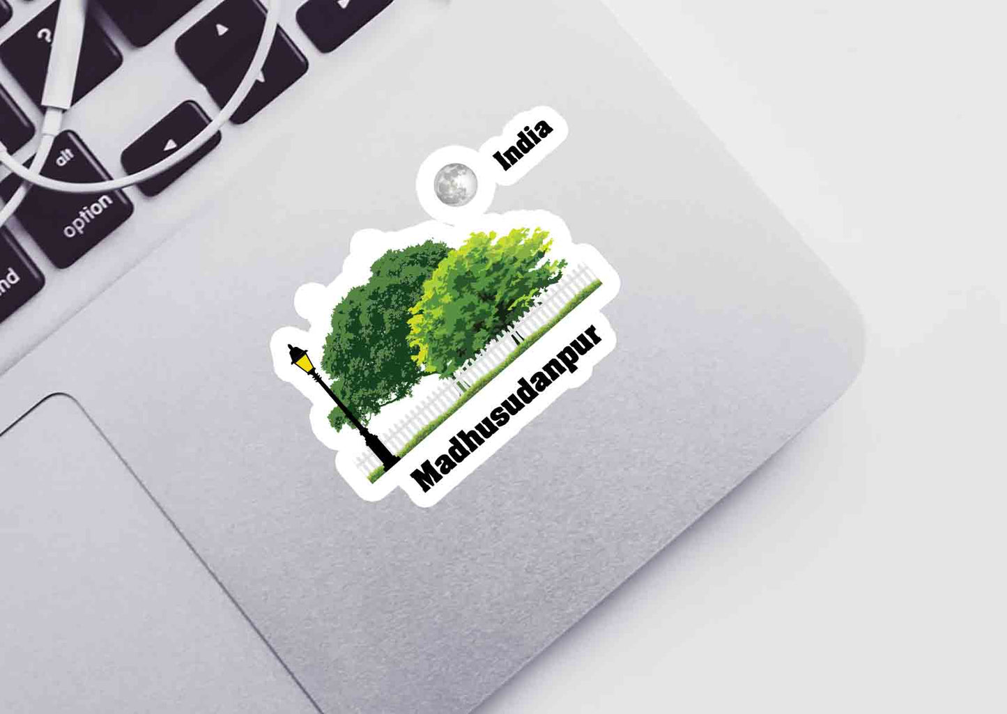 Madhusudanpur Home Trees Moon Shape Sticker