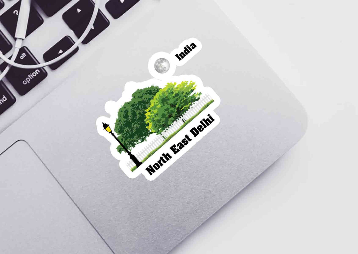 North East Delhi Home Trees Moon Shape Sticker