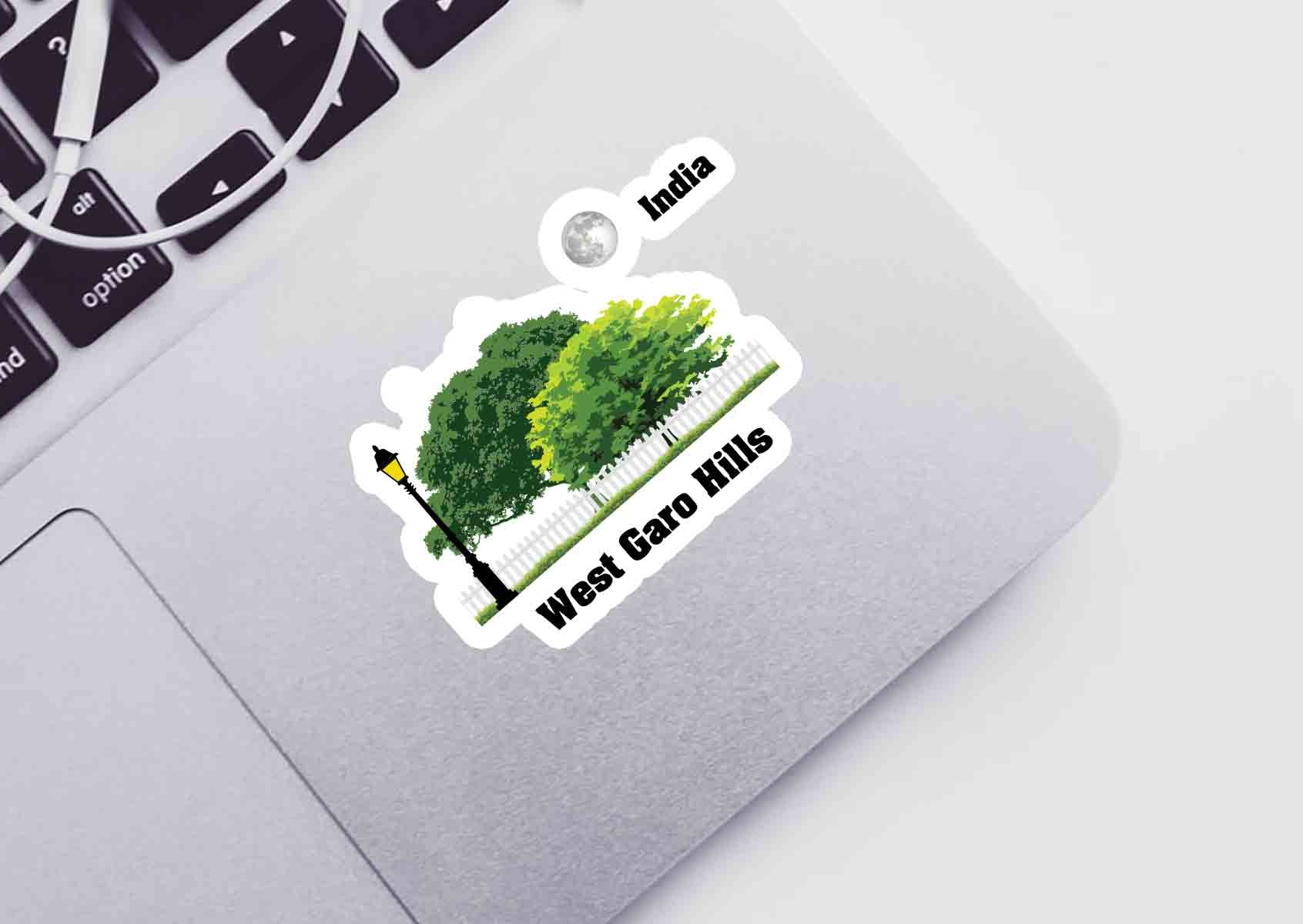 West Garo Hills Home Trees Moon Shape Sticker