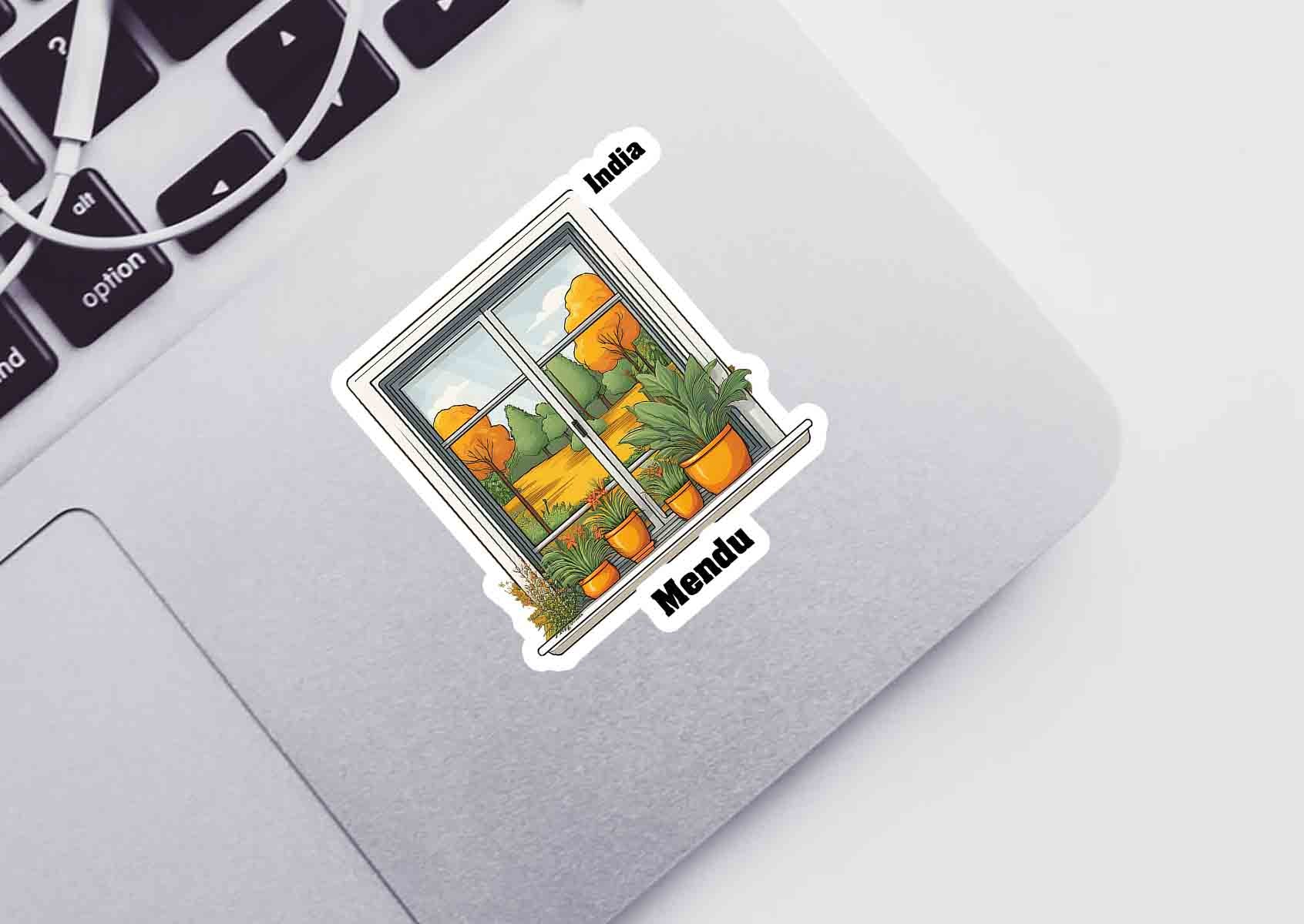 Mendu Home Window White Plants Pots Sticker
