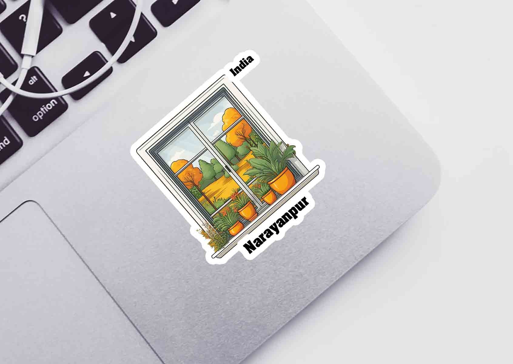 Narayanpur Home Window White Plants Pots Sticker