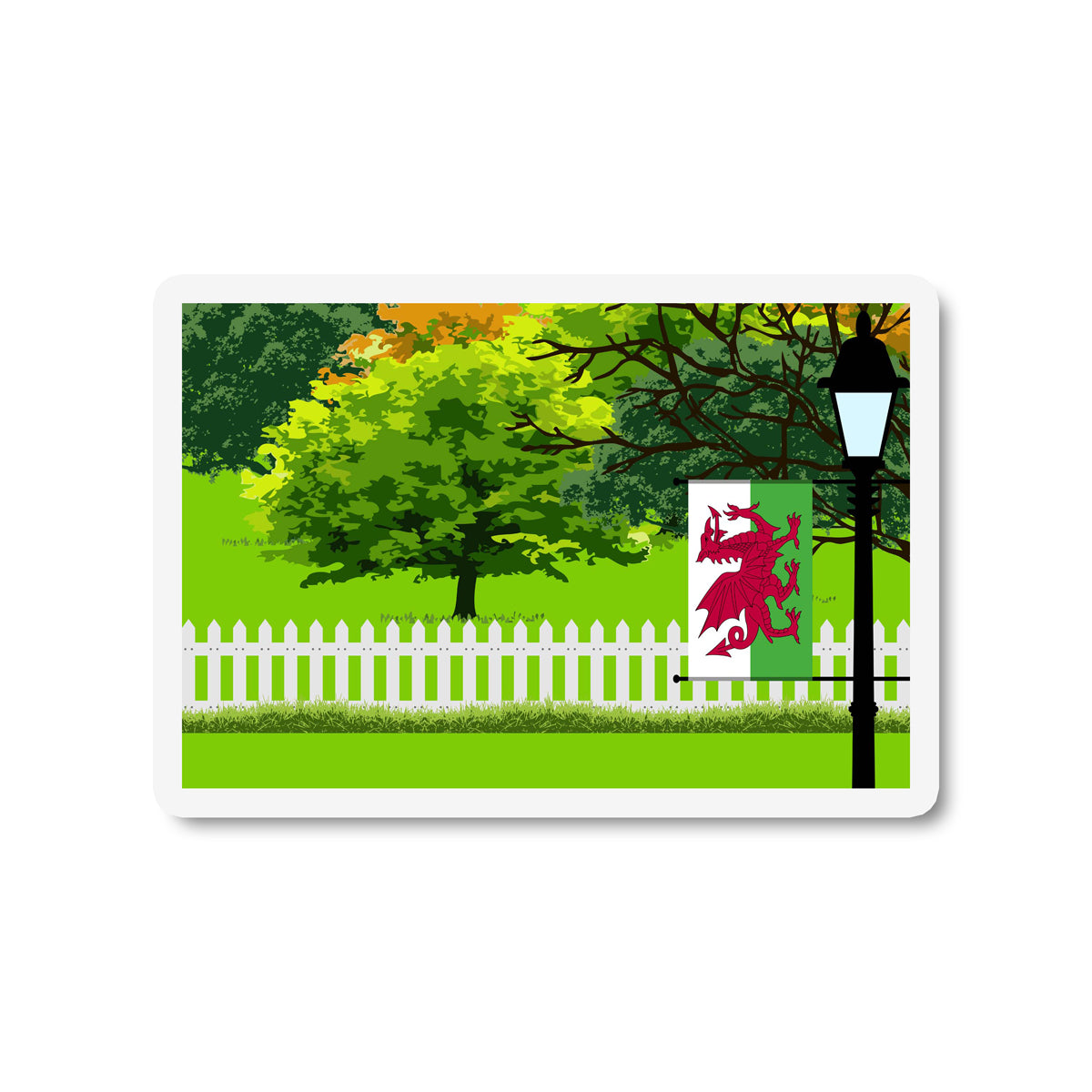 Wales Trees Street Lamp Fridge Magnet