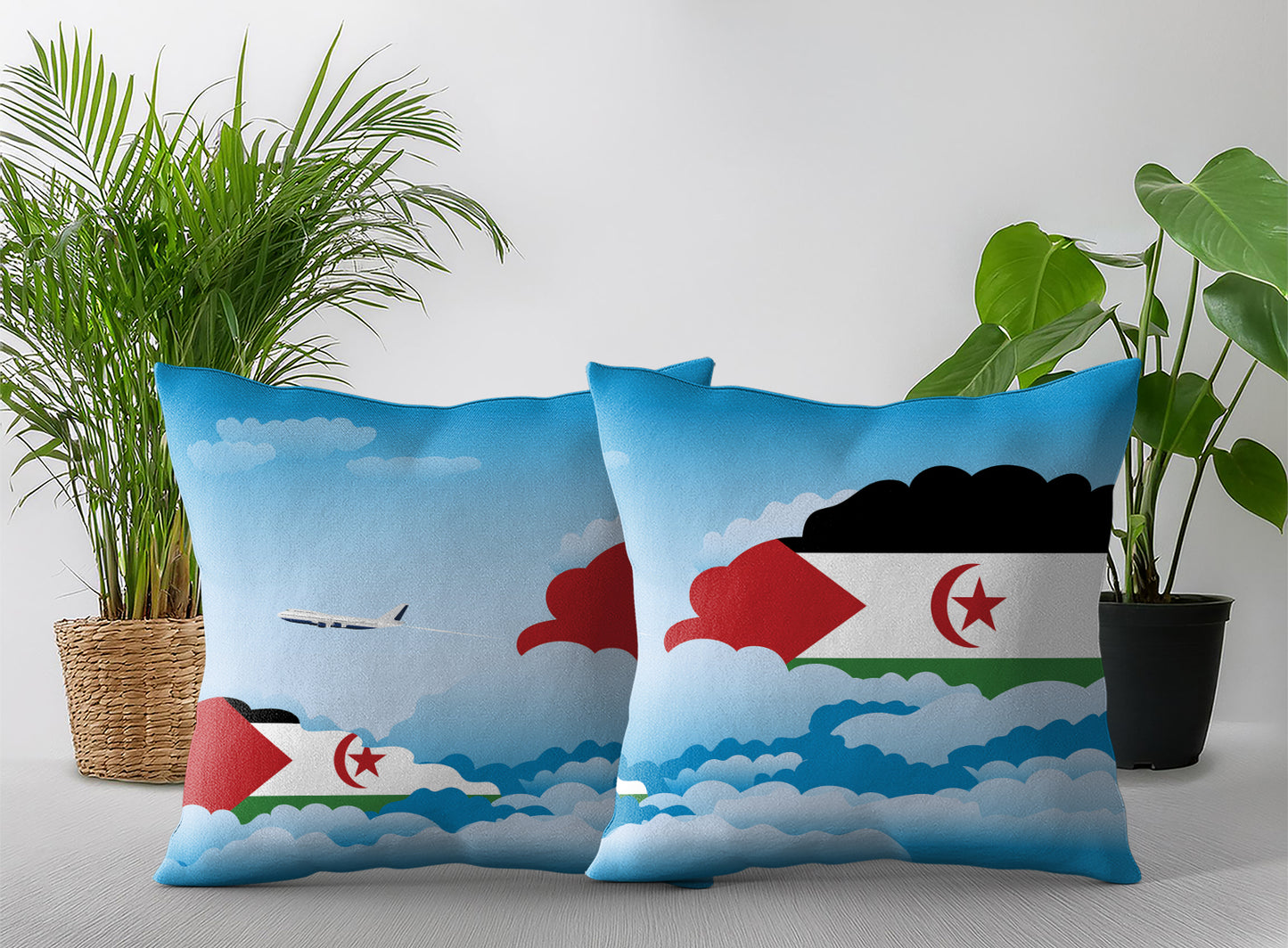 Western Sahara Day Clouds Pillow Case and Pillow Throw