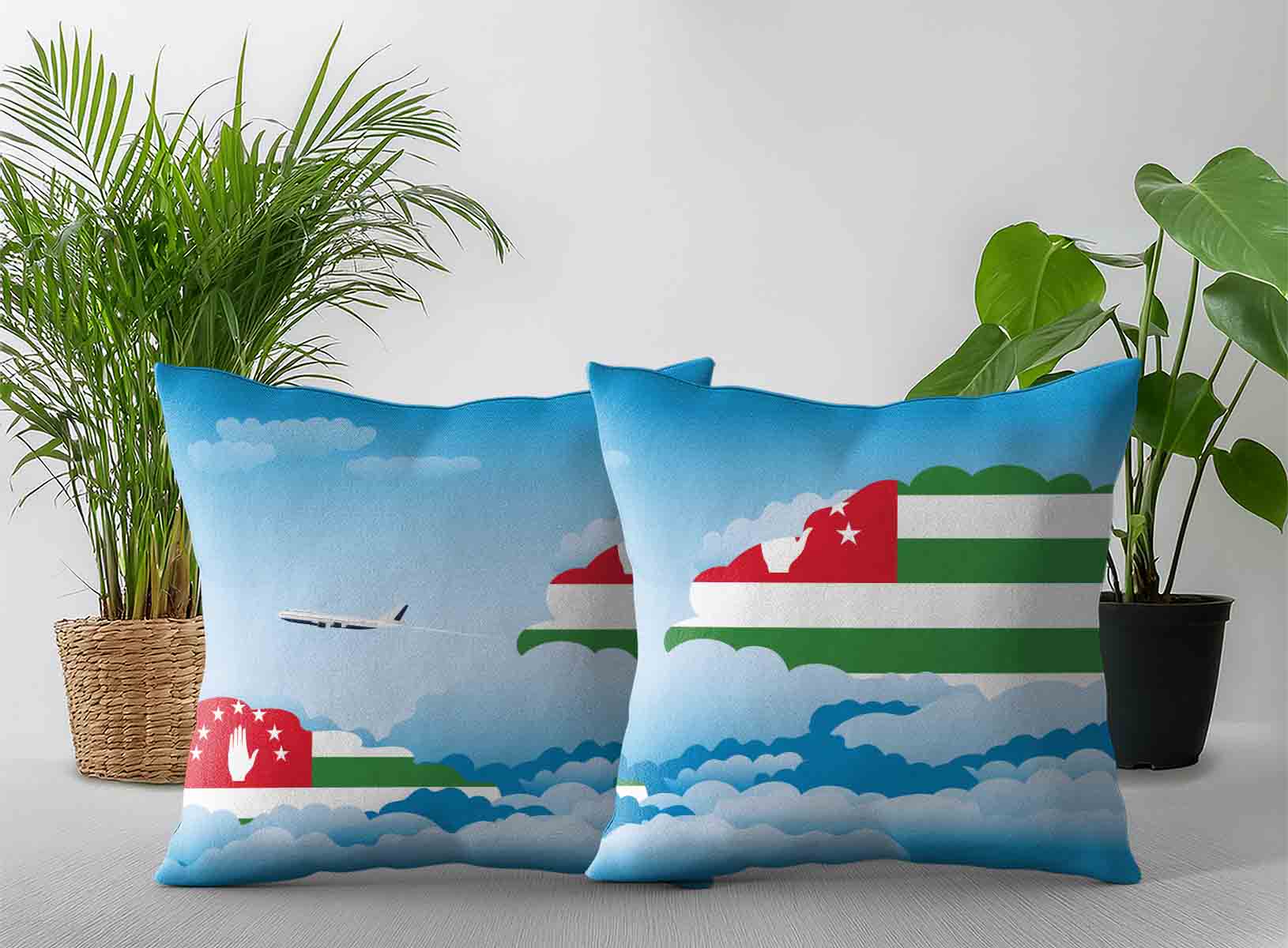Abkhazia World Airplane Day Clouds Square & Rectangle Pillow Cases | Aviation Sky Travel Decorative Throw Pillow Covers