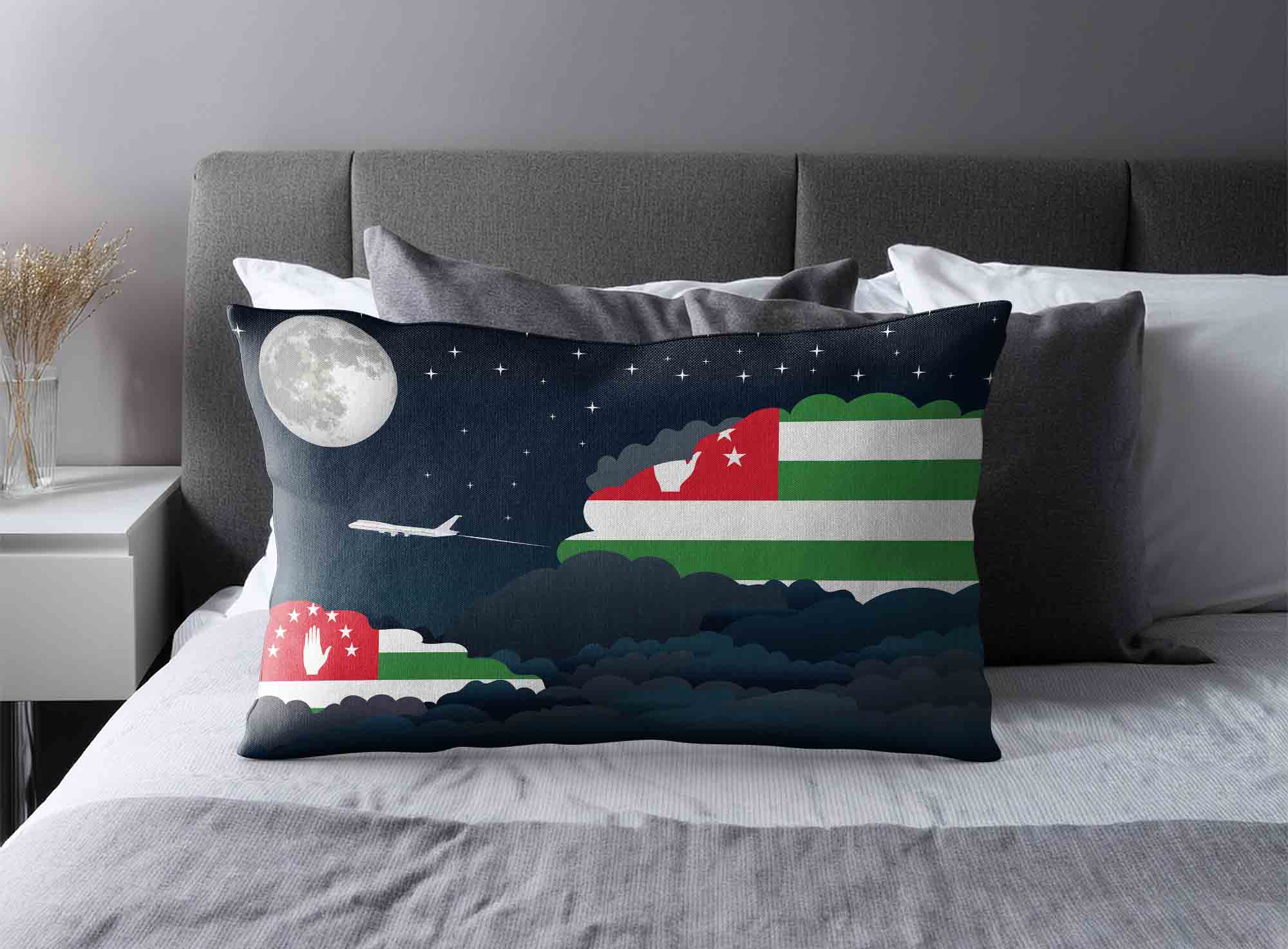 Abkhazia World Airplane Night Clouds Square & Rectangle Pillow Cases | Aviation Night Sky Decorative Throw Pillow Covers image 2