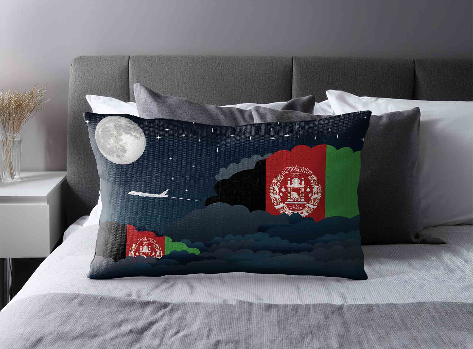 Afghanistan World Airplane Night Clouds Square & Rectangle Pillow Cases | Aviation Night Sky Decorative Throw Pillow Covers image 2