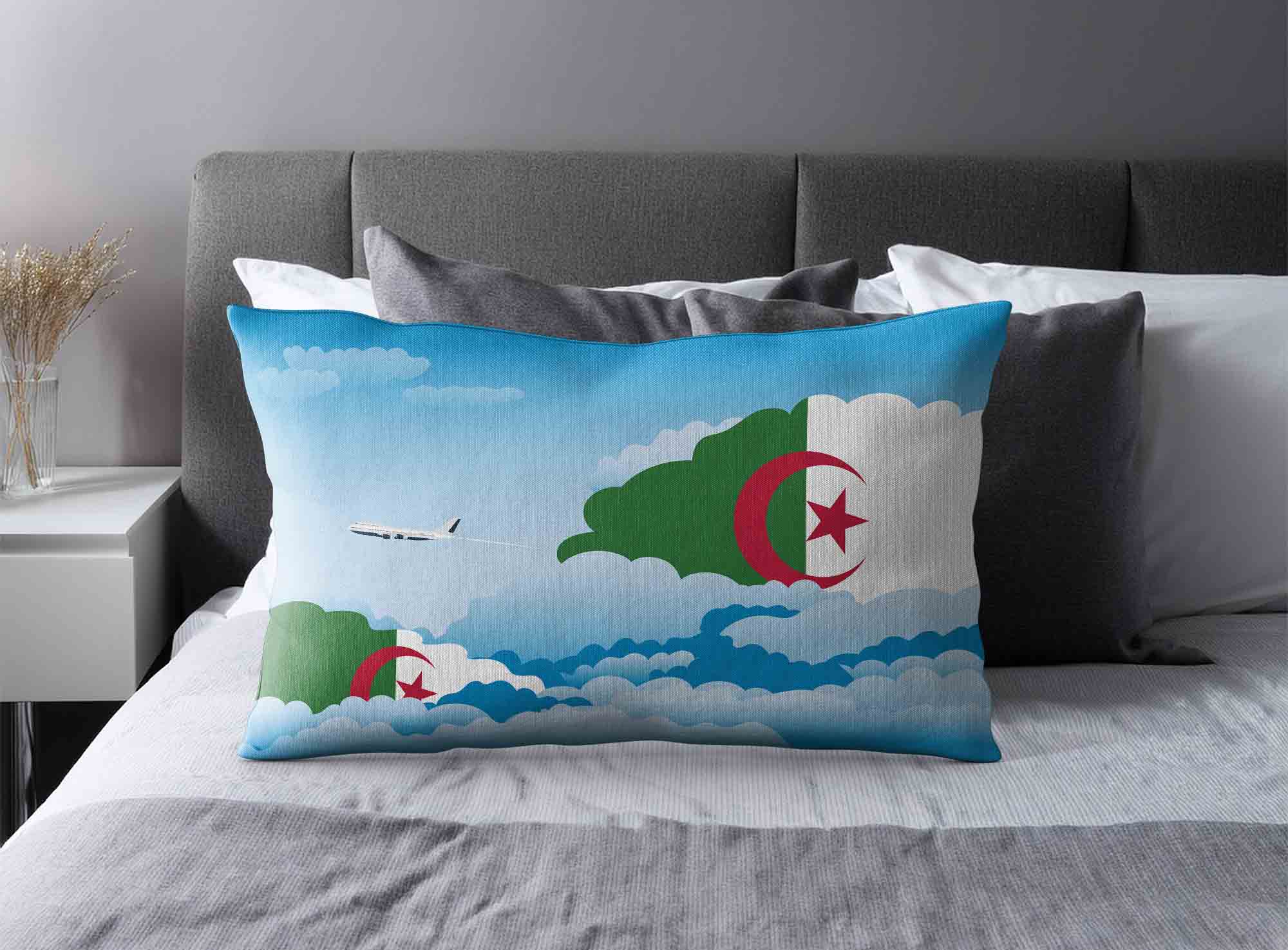 Algeria World Airplane Day Clouds Square & Rectangle Pillow Cases | Aviation Sky Travel Decorative Throw Pillow Covers image 2
