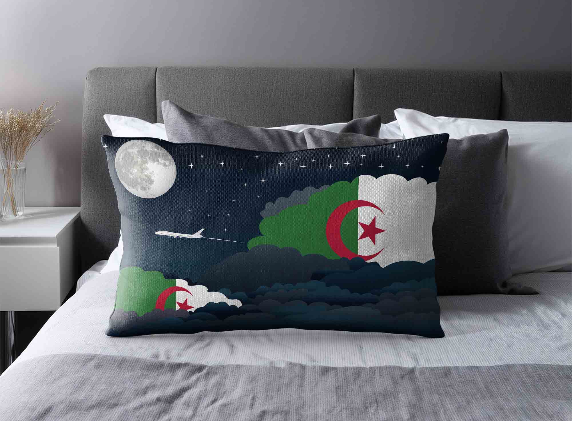 Algeria World Airplane Night Clouds Square & Rectangle Pillow Cases | Aviation Night Sky Decorative Throw Pillow Covers image 2