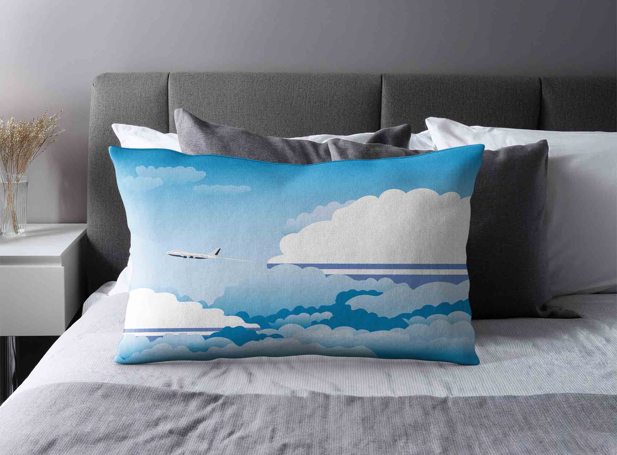 Altai Republic World Airplane Day Clouds Square & Rectangle Pillow Cases | Aviation Sky Travel Decorative Throw Pillow Covers image 2