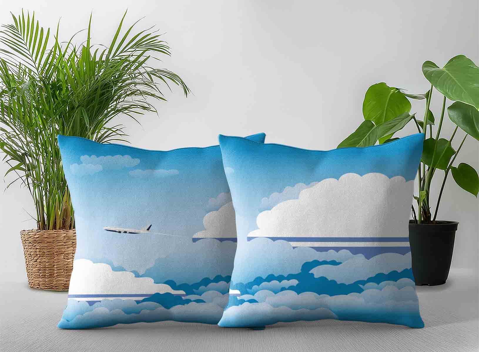 Altai Republic World Airplane Day Clouds Square & Rectangle Pillow Cases | Aviation Sky Travel Decorative Throw Pillow Covers