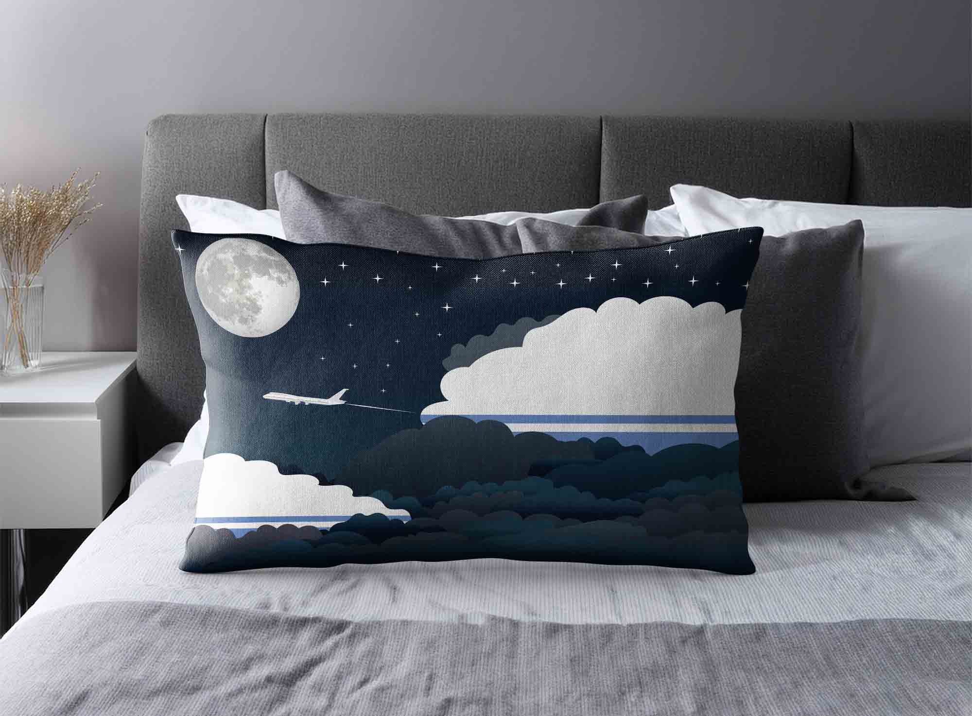 Altai Republic World Airplane Night Clouds Square & Rectangle Pillow Cases | Aviation Night Sky Decorative Throw Pillow Covers image 2