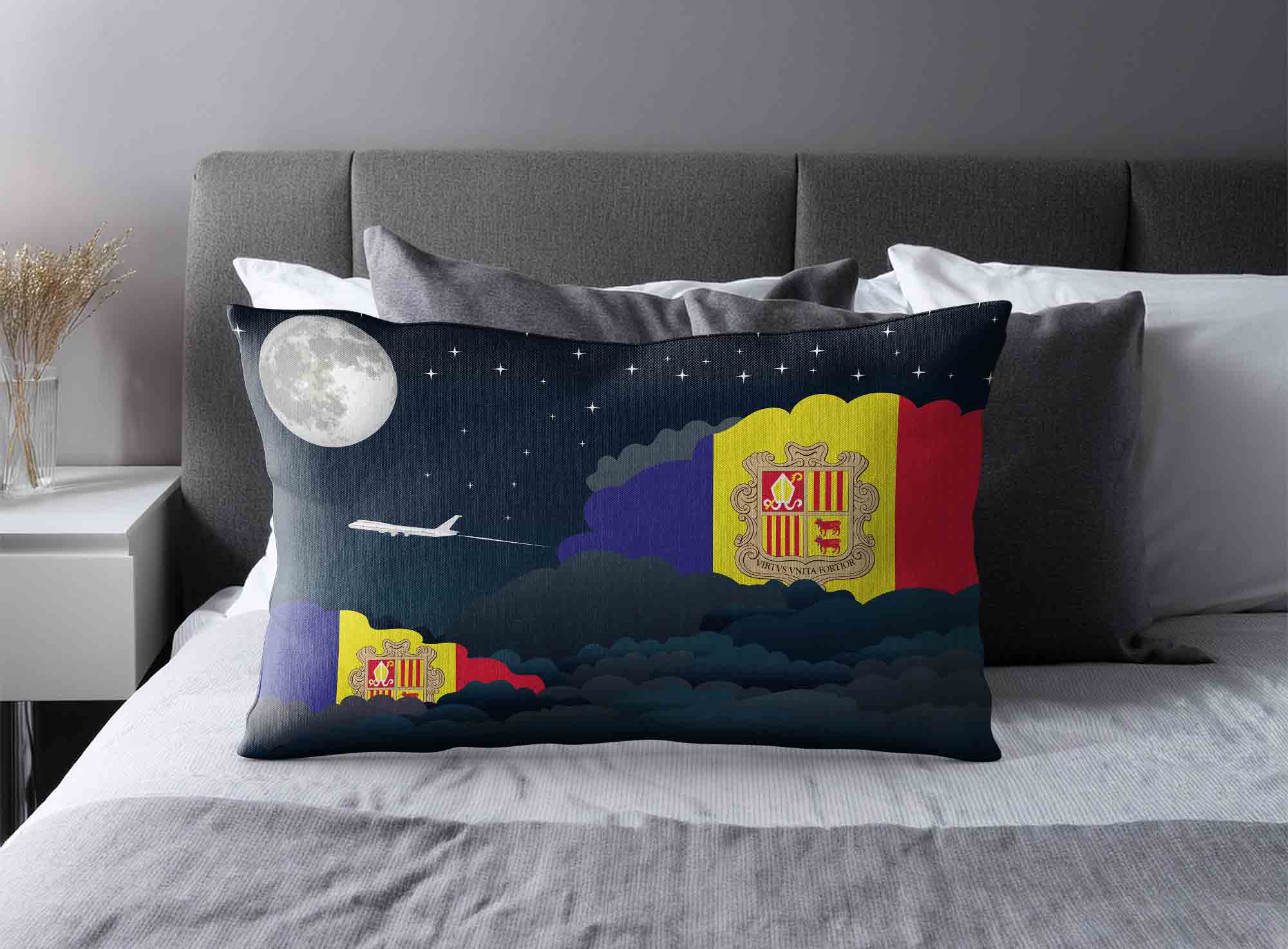 Andorra World Airplane Night Clouds Square & Rectangle Pillow Cases | Aviation Night Sky Decorative Throw Pillow Covers image 2