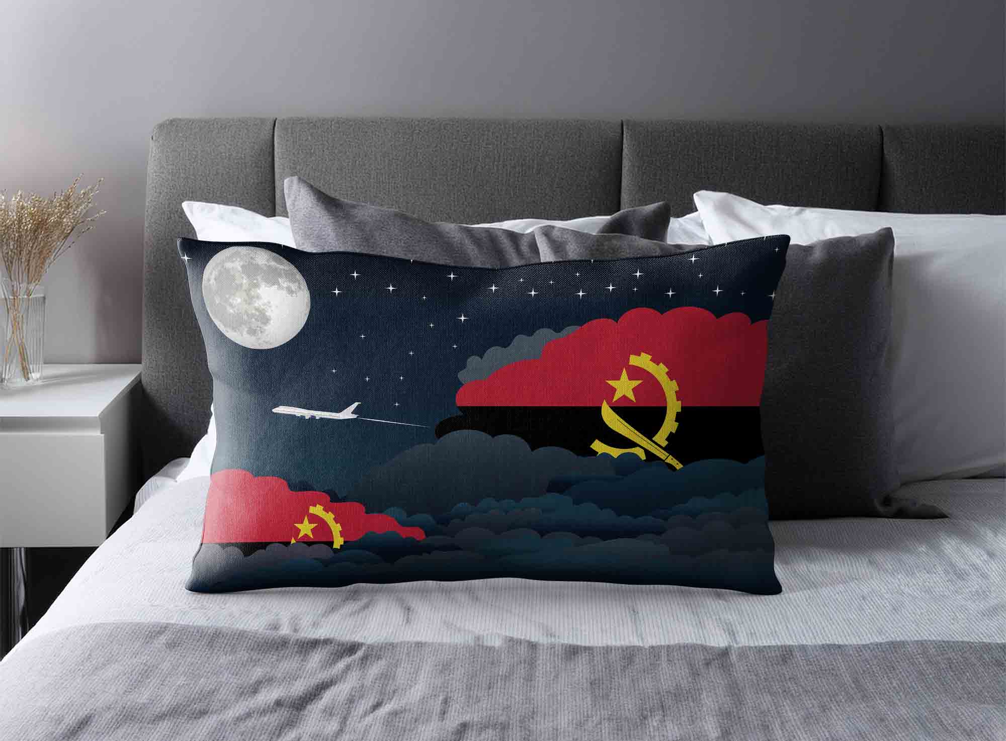 Angola World Airplane Night Clouds Square & Rectangle Pillow Cases | Aviation Night Sky Decorative Throw Pillow Covers image 2
