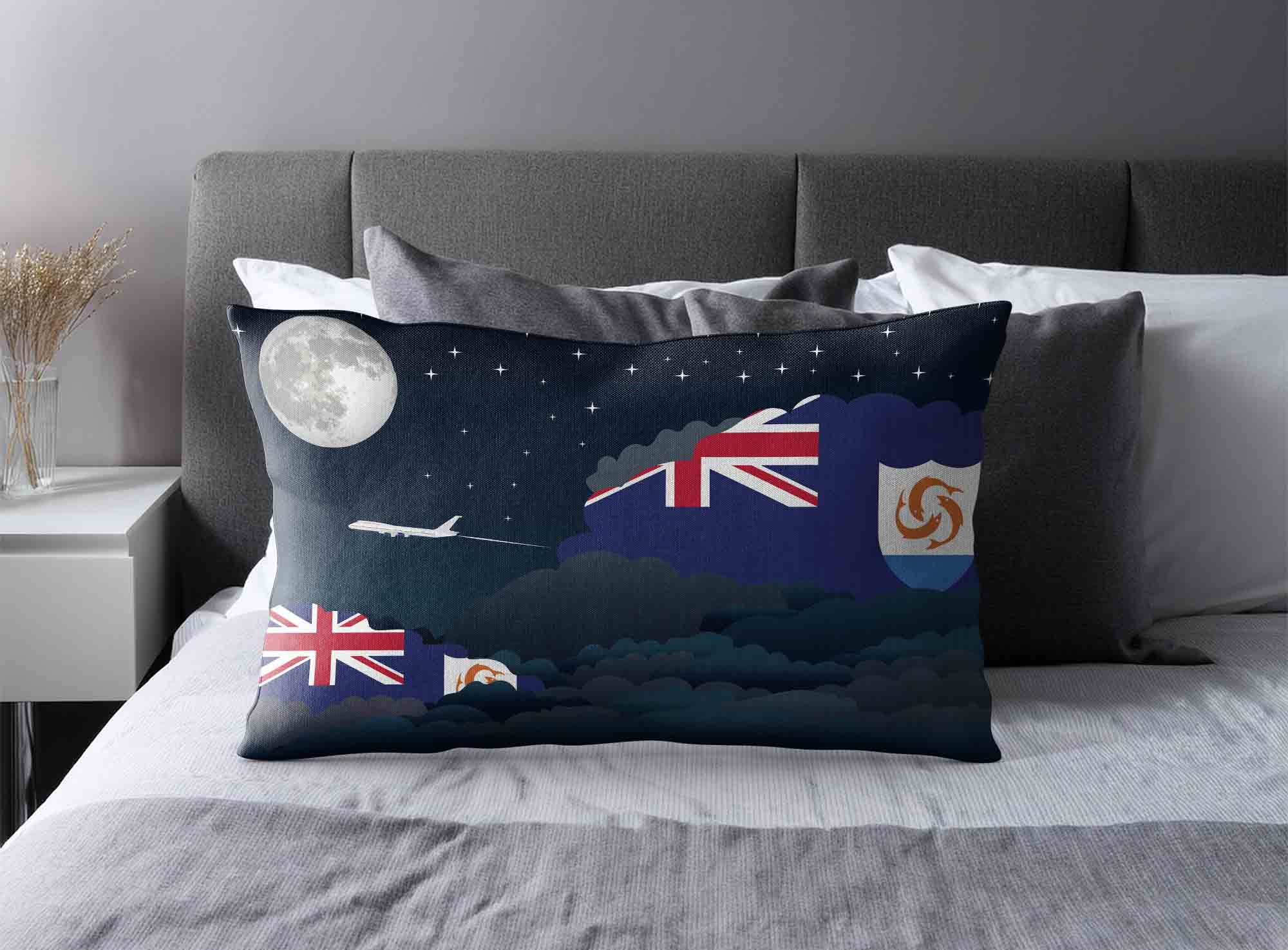 Anguilla World Airplane Night Clouds Square & Rectangle Pillow Cases | Aviation Night Sky Decorative Throw Pillow Covers image 2