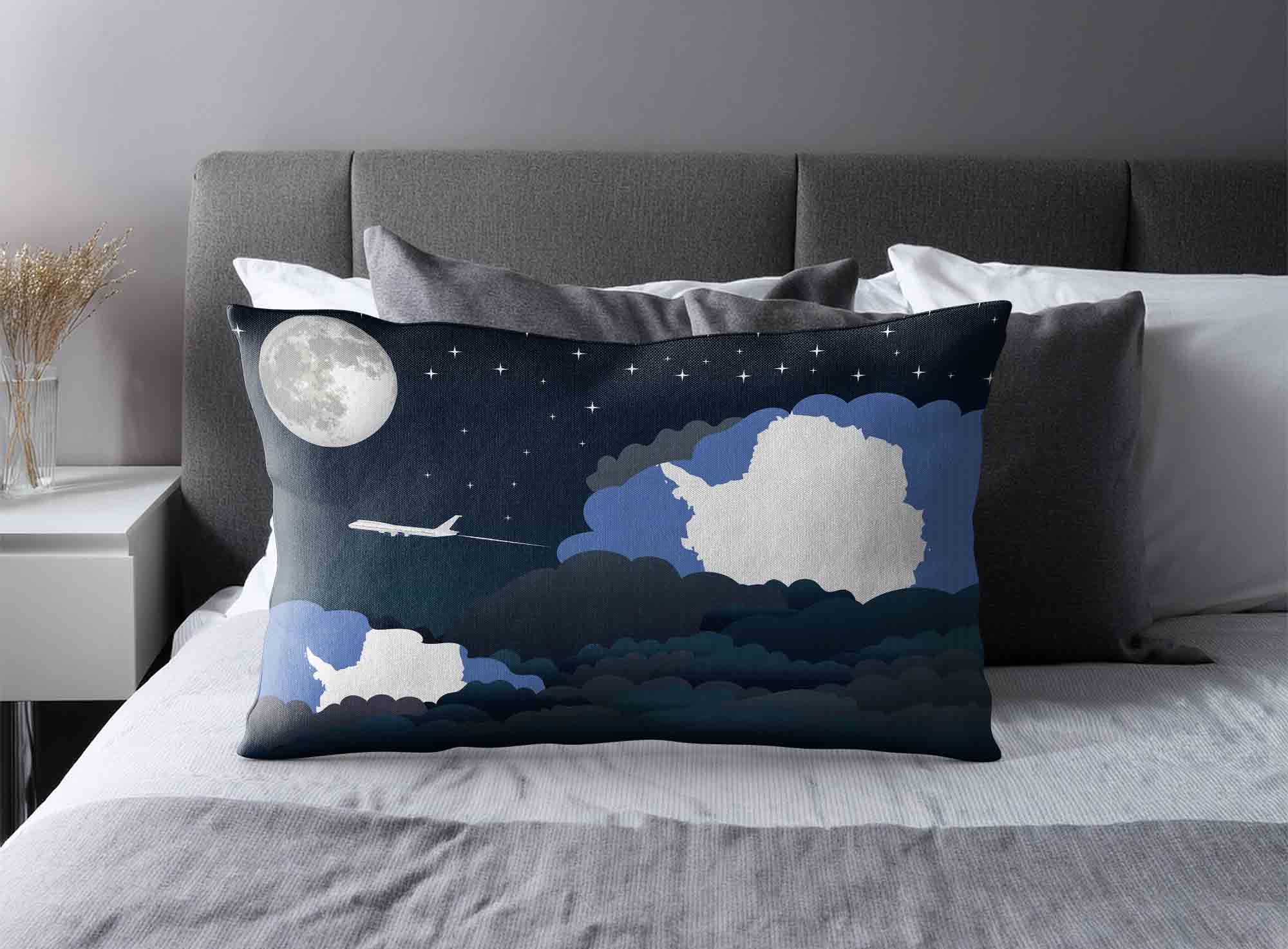Antarctica World Airplane Night Clouds Square & Rectangle Pillow Cases | Aviation Night Sky Decorative Throw Pillow Covers image 2