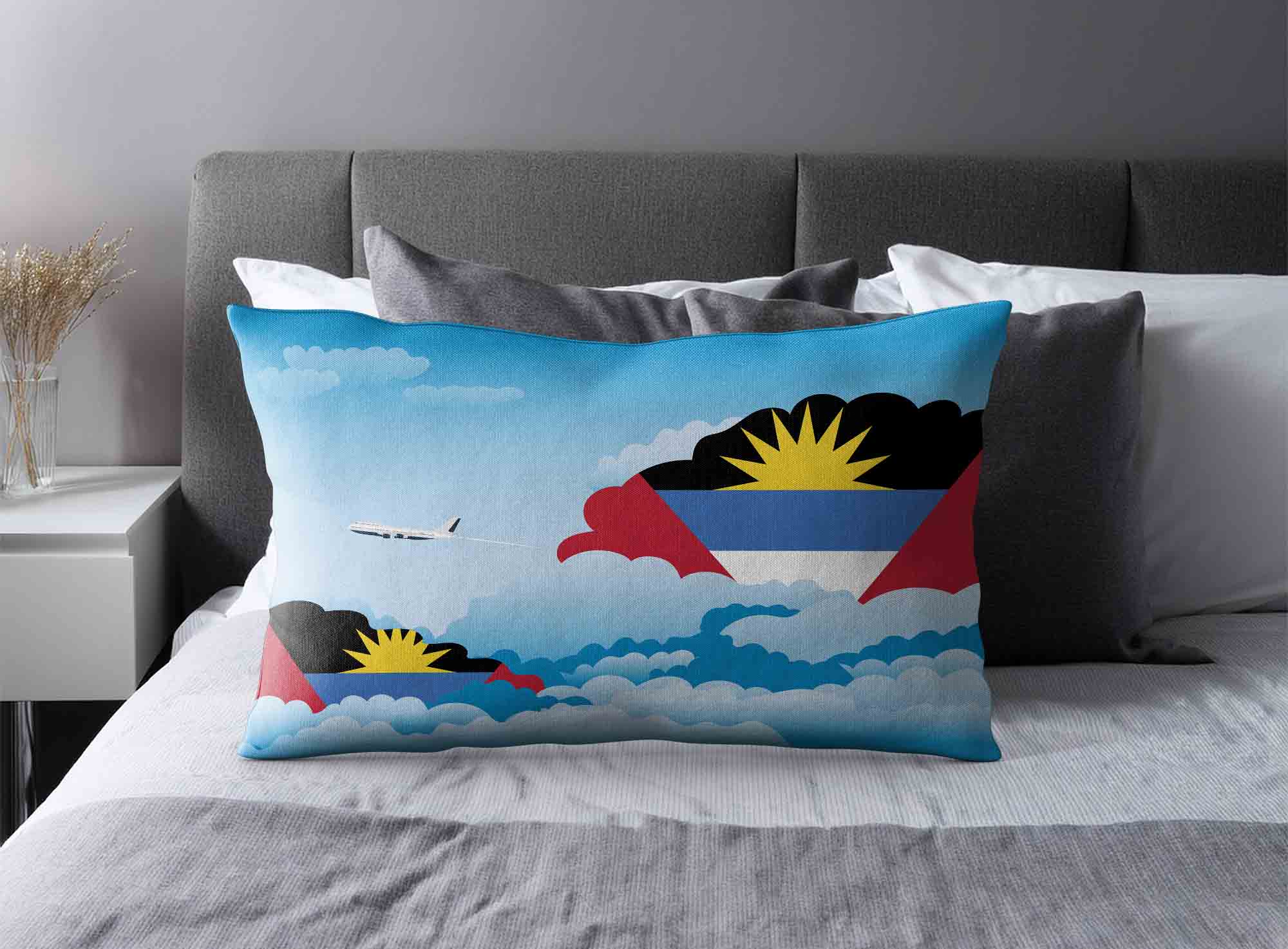 Antigua Case and Barbuda World Airplane Day Clouds Square & Rectangle Pillow Cases | Aviation Sky Travel Decorative Throw Pillow Covers image 2