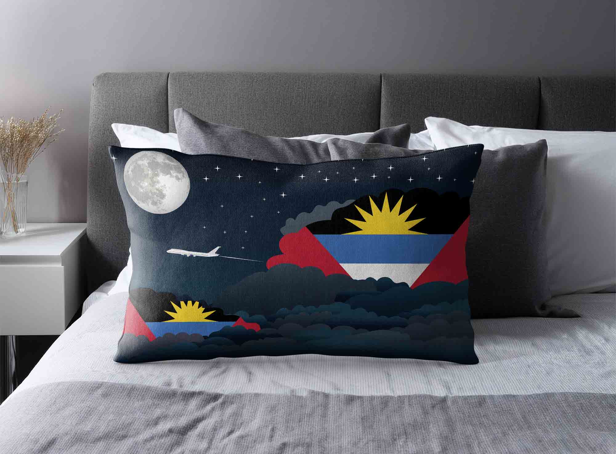 Antigua Case and Barbuda World Airplane Night Clouds Square & Rectangle Pillow Cases | Aviation Night Sky Decorative Throw Pillow Covers image 2