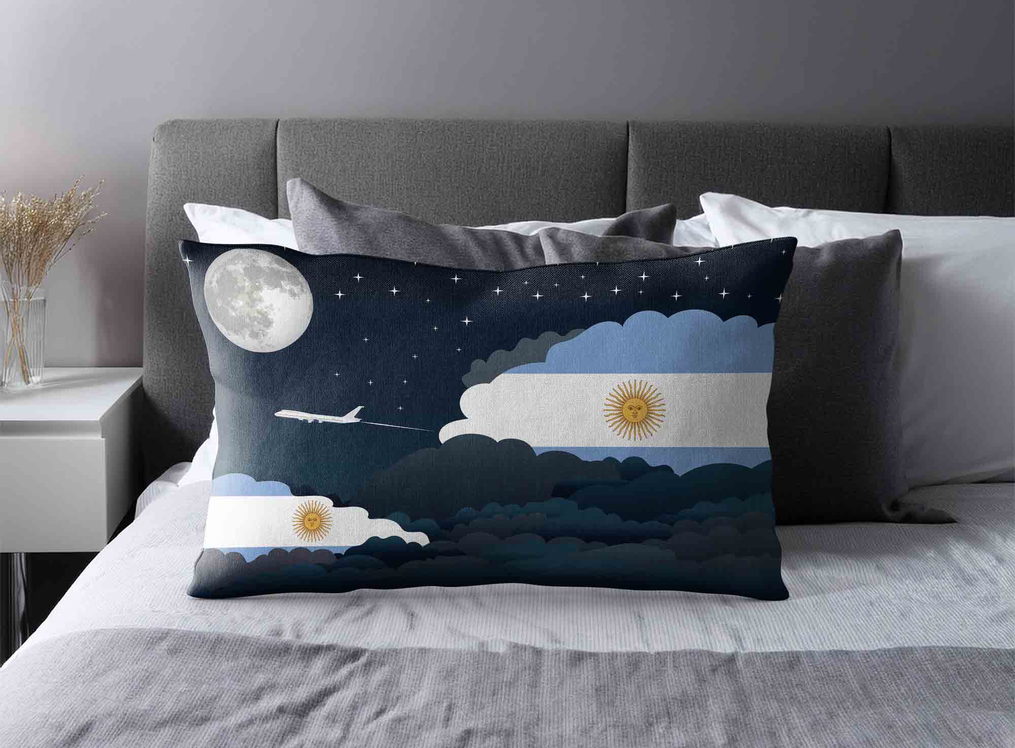 Argentina World Airplane Night Clouds Square & Rectangle Pillow Cases | Aviation Night Sky Decorative Throw Pillow Covers image 2