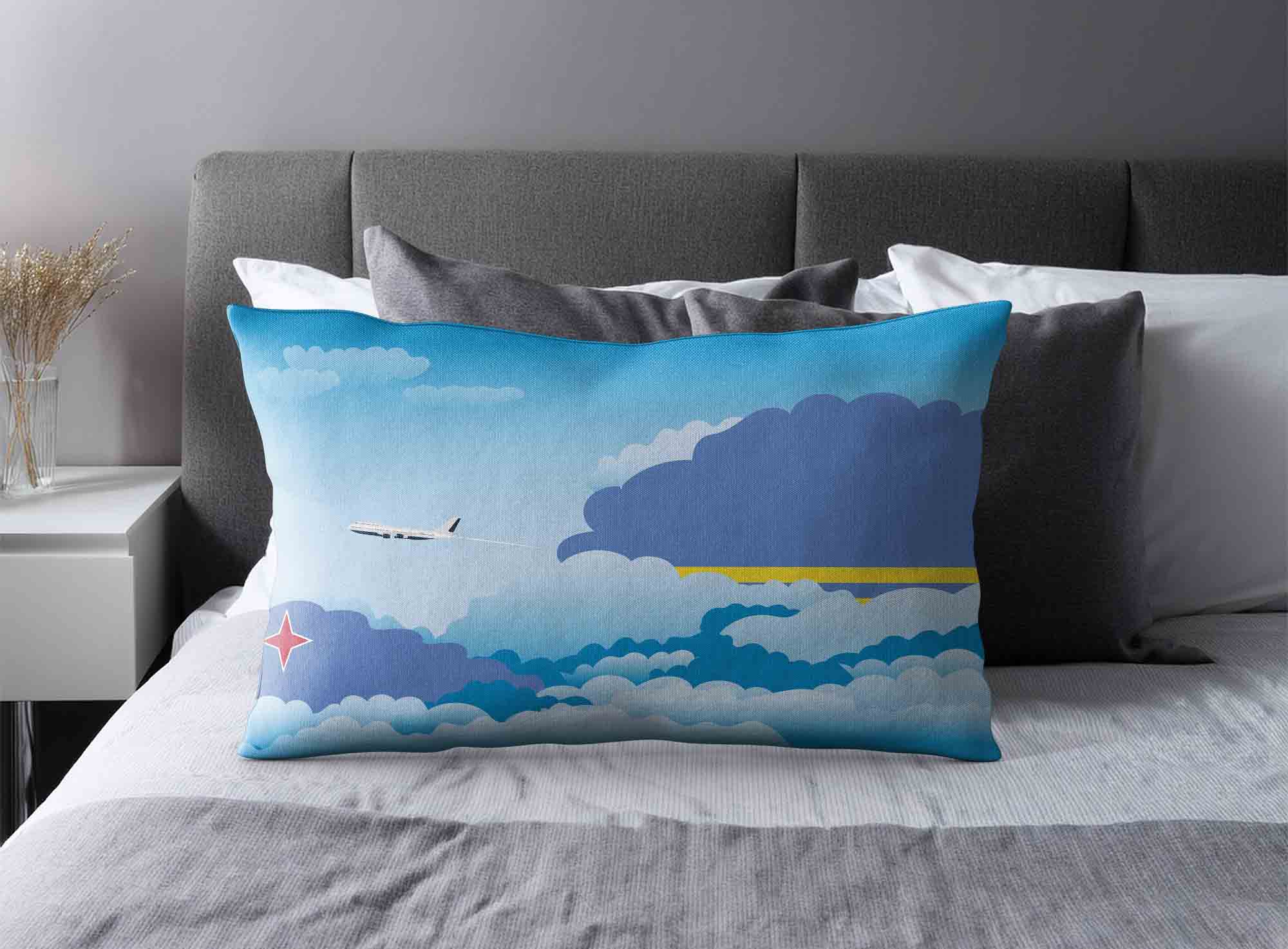 Aruba World Airplane Day Clouds Square & Rectangle Pillow Cases | Aviation Sky Travel Decorative Throw Pillow Covers image 2