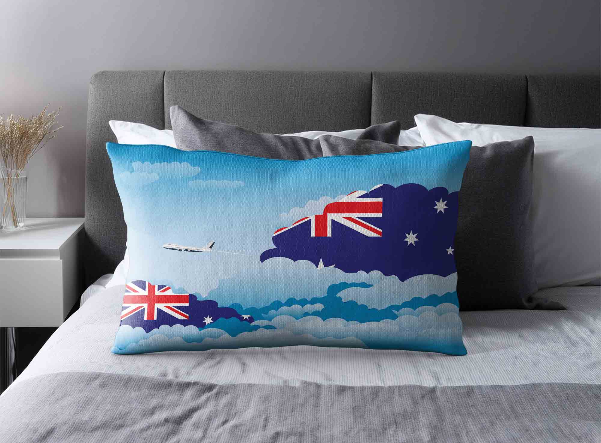 Australia World Airplane Day Clouds Square & Rectangle Pillow Cases | Aviation Sky Travel Decorative Throw Pillow Covers image 2