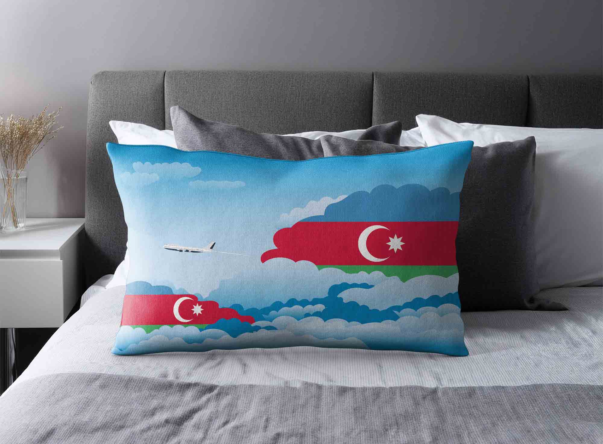 Azerbaijan World Airplane Day Clouds Square & Rectangle Pillow Cases | Aviation Sky Travel Decorative Throw Pillow Covers image 2