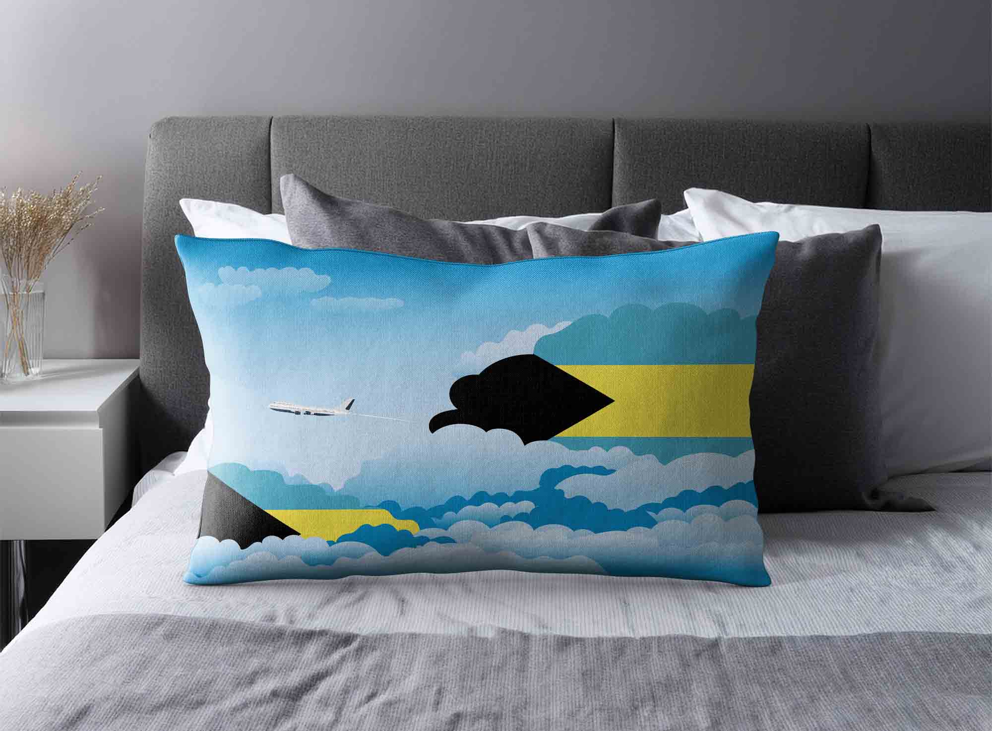 Bahamas World Airplane Day Clouds Square & Rectangle Pillow Cases | Aviation Sky Travel Decorative Throw Pillow Covers image 2