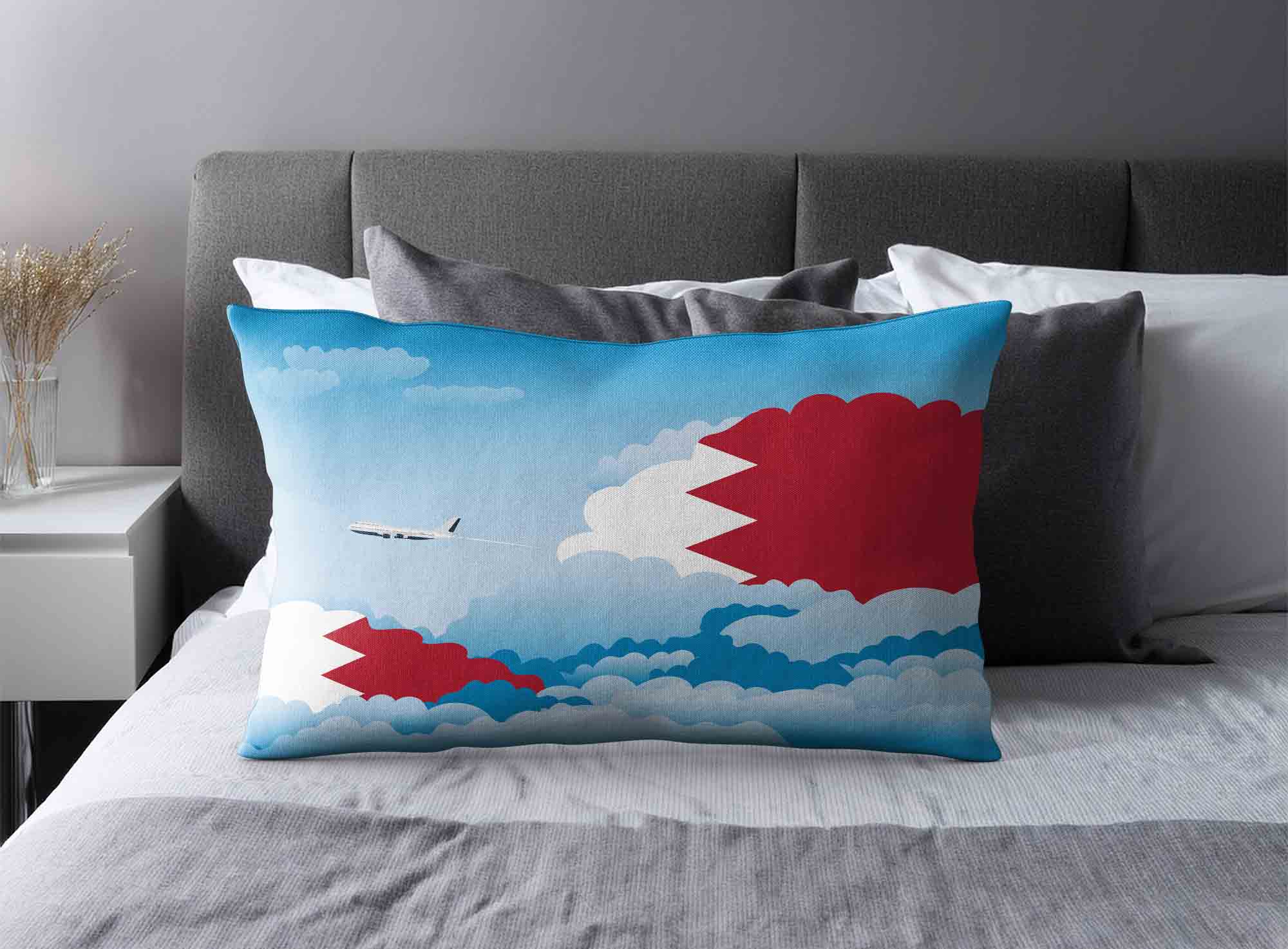 Bahrain World Airplane Day Clouds Square & Rectangle Pillow Cases | Aviation Sky Travel Decorative Throw Pillow Covers image 2