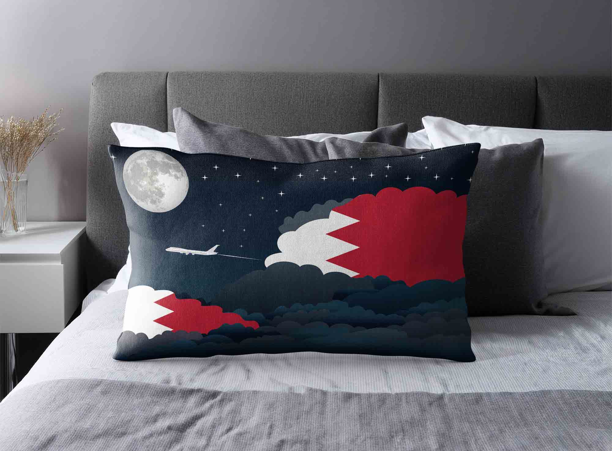 Bahrain World Airplane Night Clouds Square & Rectangle Pillow Cases | Aviation Night Sky Decorative Throw Pillow Covers image 2
