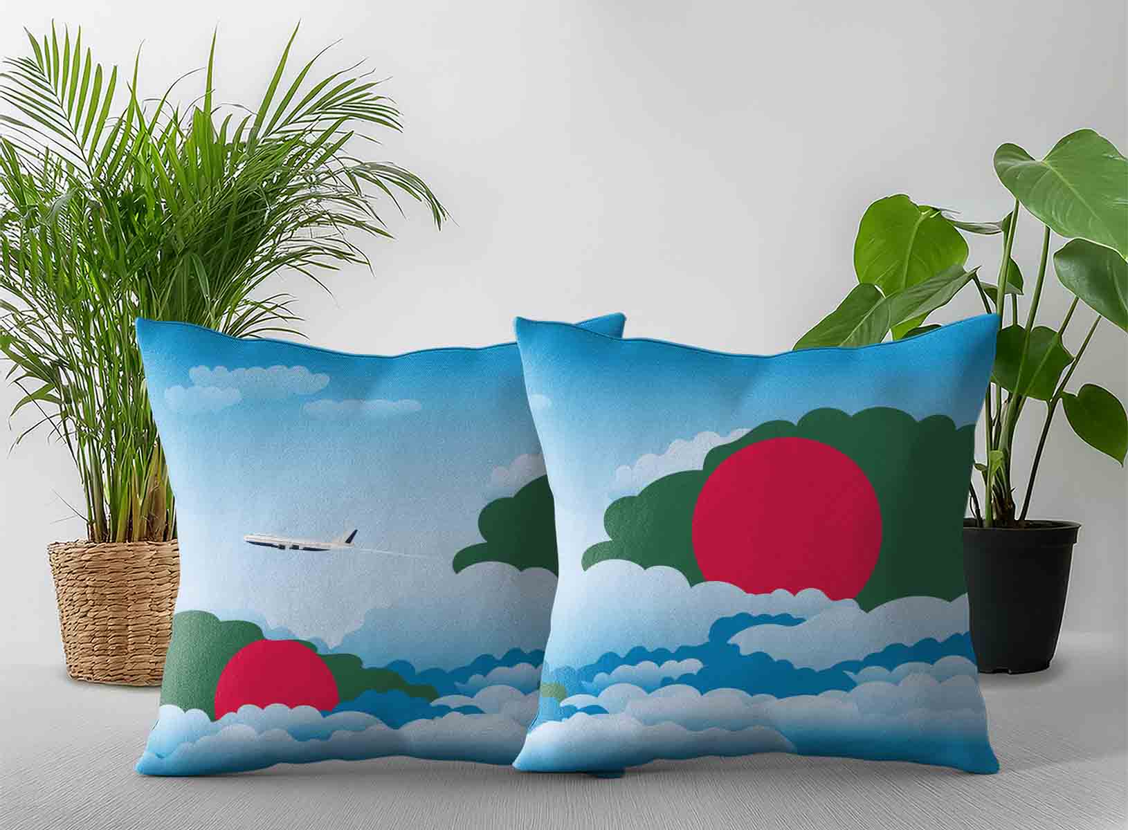 Bangladesh World Airplane Day Clouds Square & Rectangle Pillow Cases | Aviation Sky Travel Decorative Throw Pillow Covers